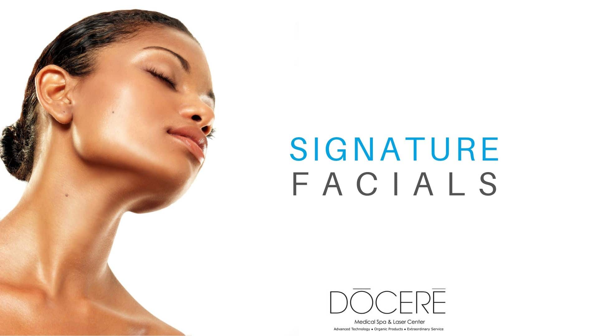 Woman modeling with radiant skin from signature facials at docere medspa.
