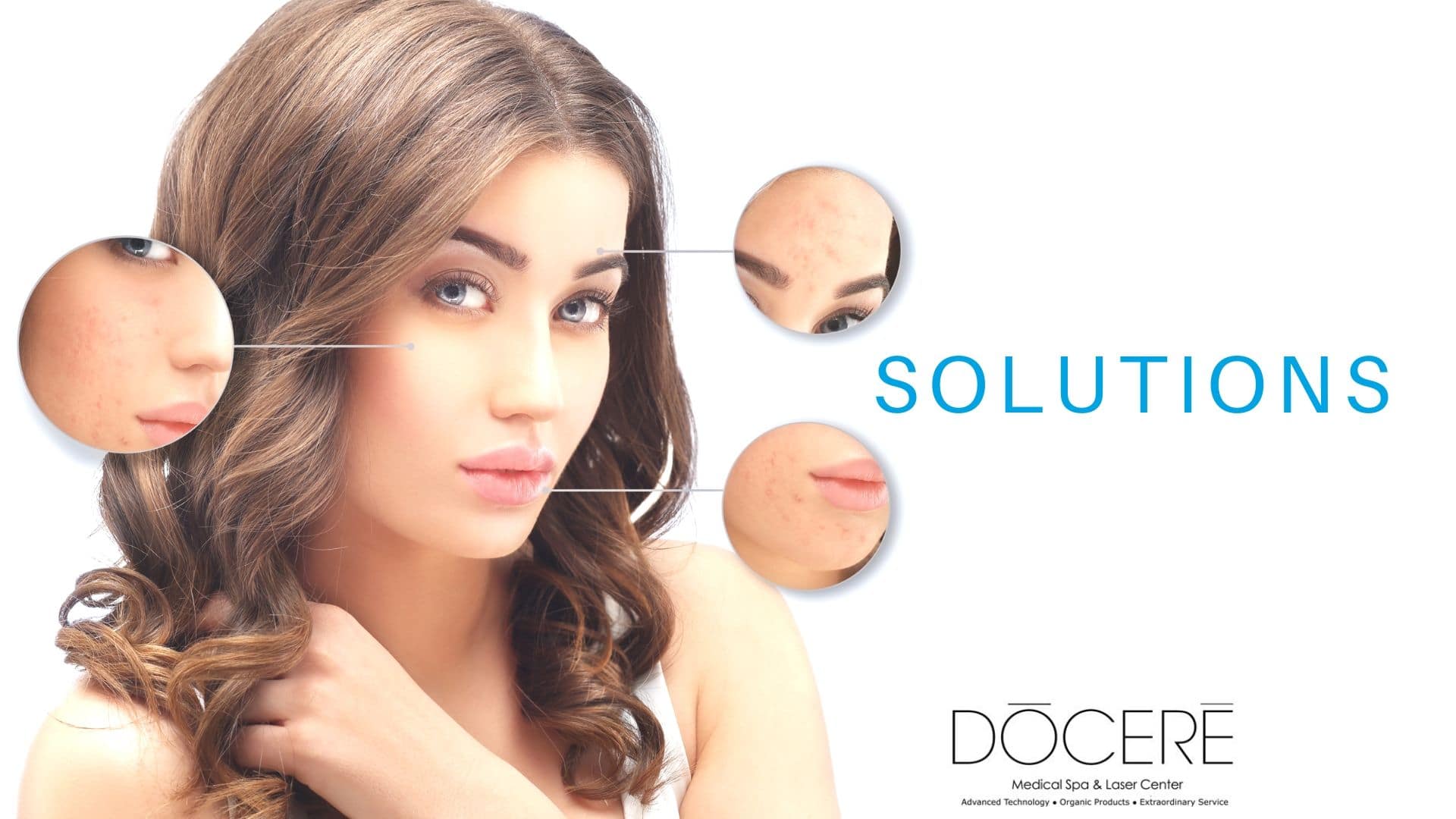 Woman showing her clear skin after skincare solutions were provided from docere medspa, to make her skin beautiful.