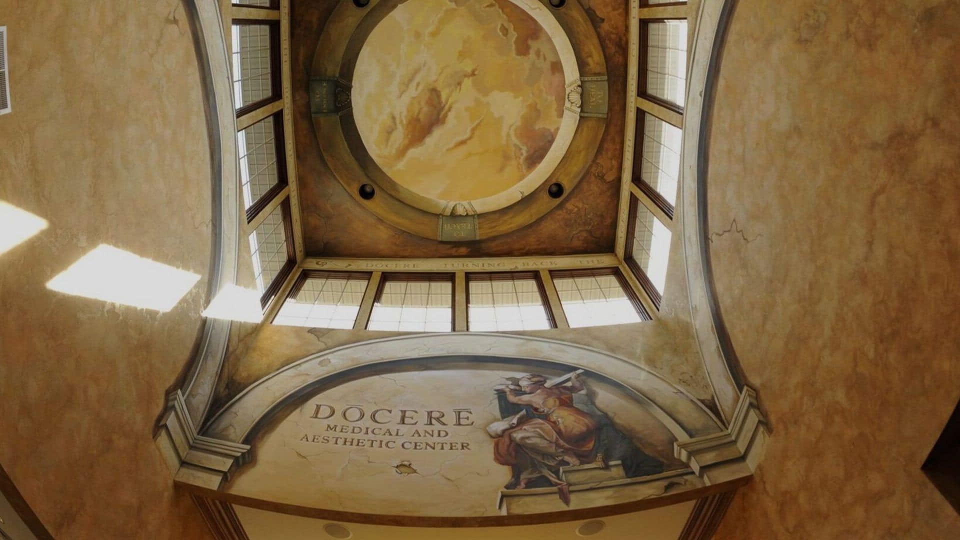 Beautiful entry inside of Docere Medical spa where there is a dome ceiling.