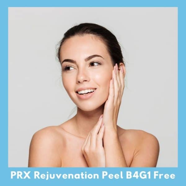 Woman smiling and modeling for PRX Rejuvenation Peel B4G1Free.