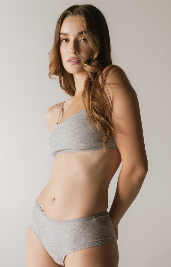 Young beautiful woman in underwear posing in the studio