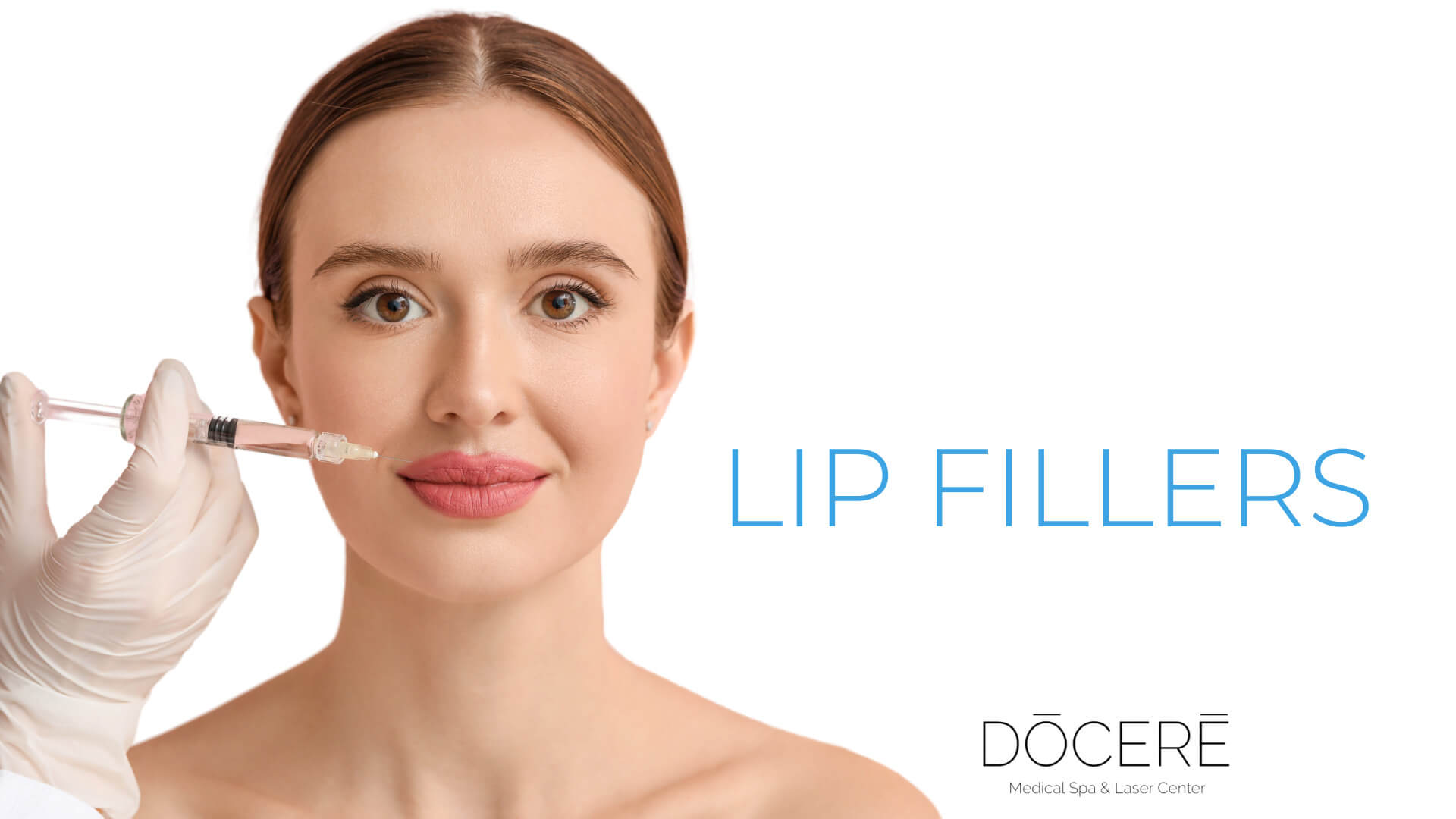 A beautiful woman receiving a lip filler injectable in Cleveland, Ohio