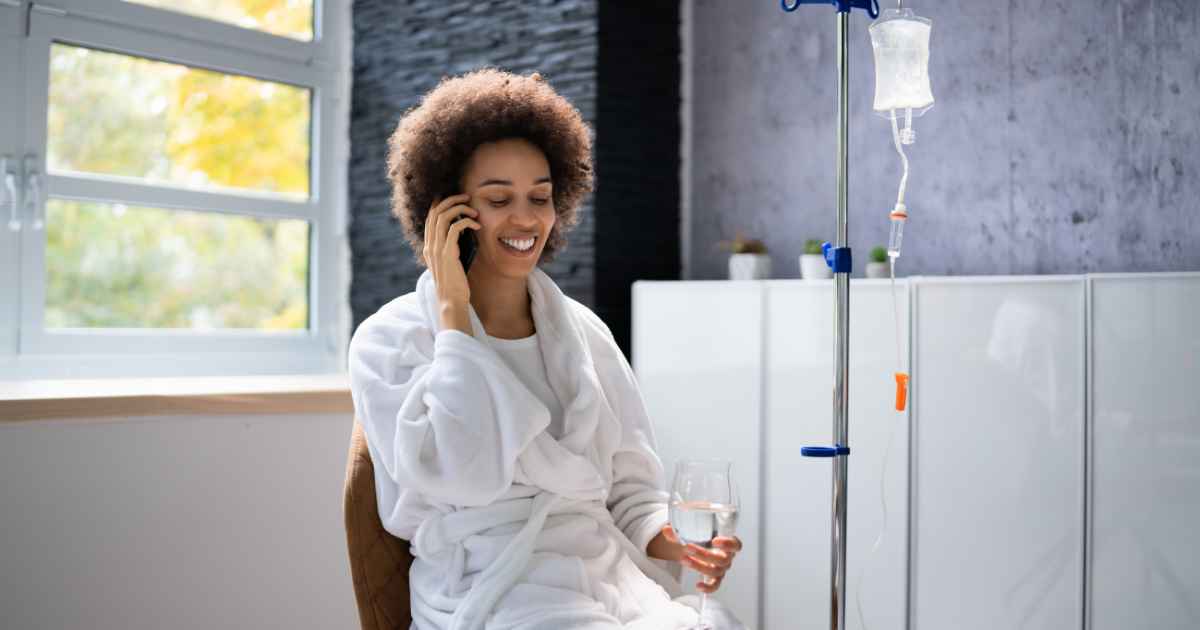 woman getting iv theraphy